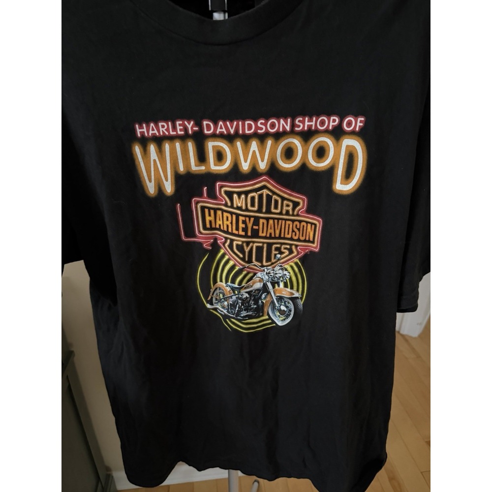 Harley Davidson Wildwood New Jersey T Shirt Mens 2XL Black Biker - Picture 2 of 4